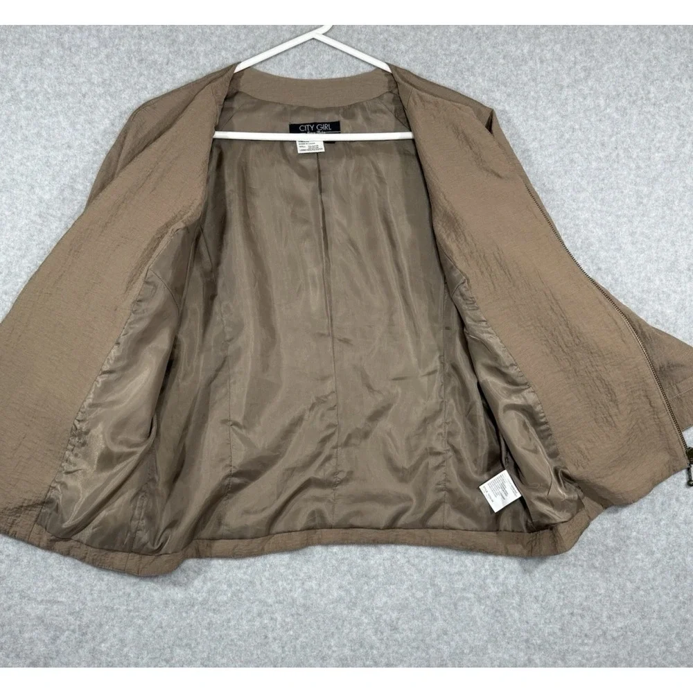 Nancy Bolen City Girl Jacket Women's Size Small Light Brown Lined Zip Up Pockets - Picture 10 of 10